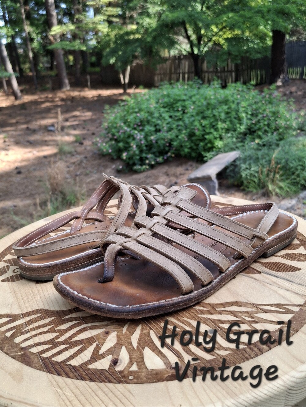 Rondini Saint Tropez Bikini Multi-Strap Roman Tan Leather Sandals Size 9
